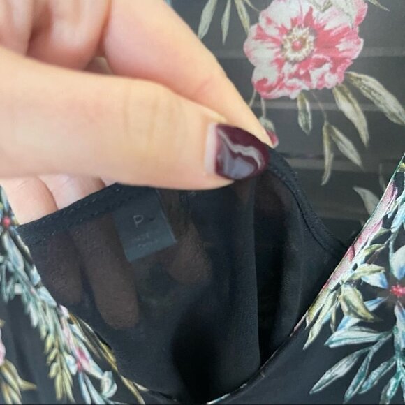 INTERMIX Caitlin Black Flower Silk Top - Picture 7 of 7